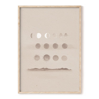 Quiet Orbit Study – beige, brown, white nature wall art, front view