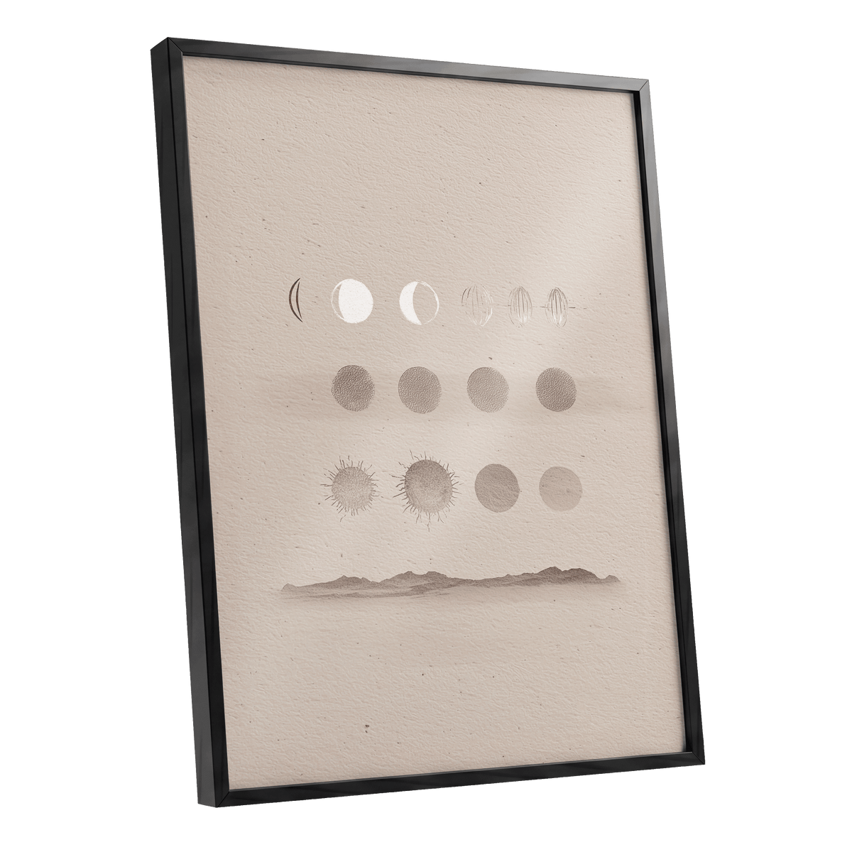 Quiet Orbit Study – black framed poster option