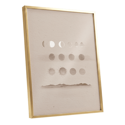 Quiet Orbit Study – gold framed poster option