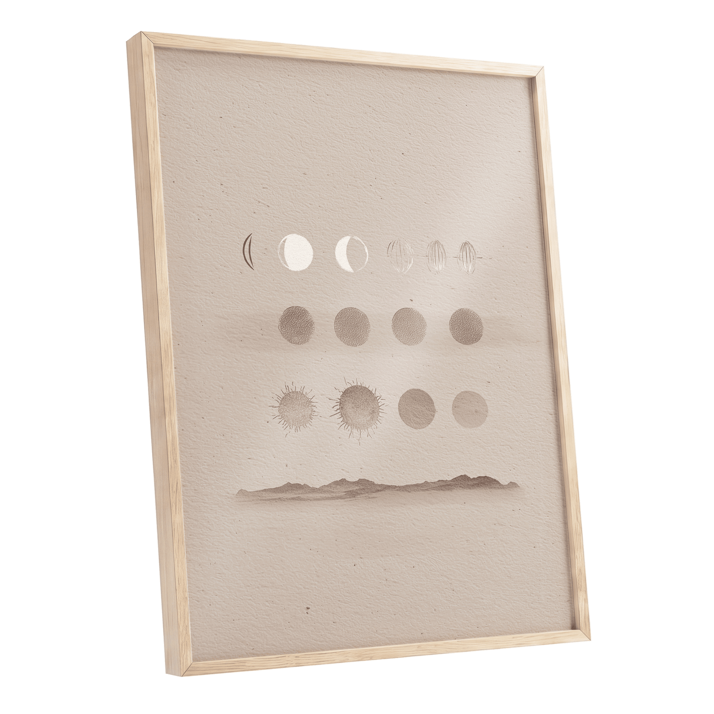 Quiet Orbit Study – oak framed poster option