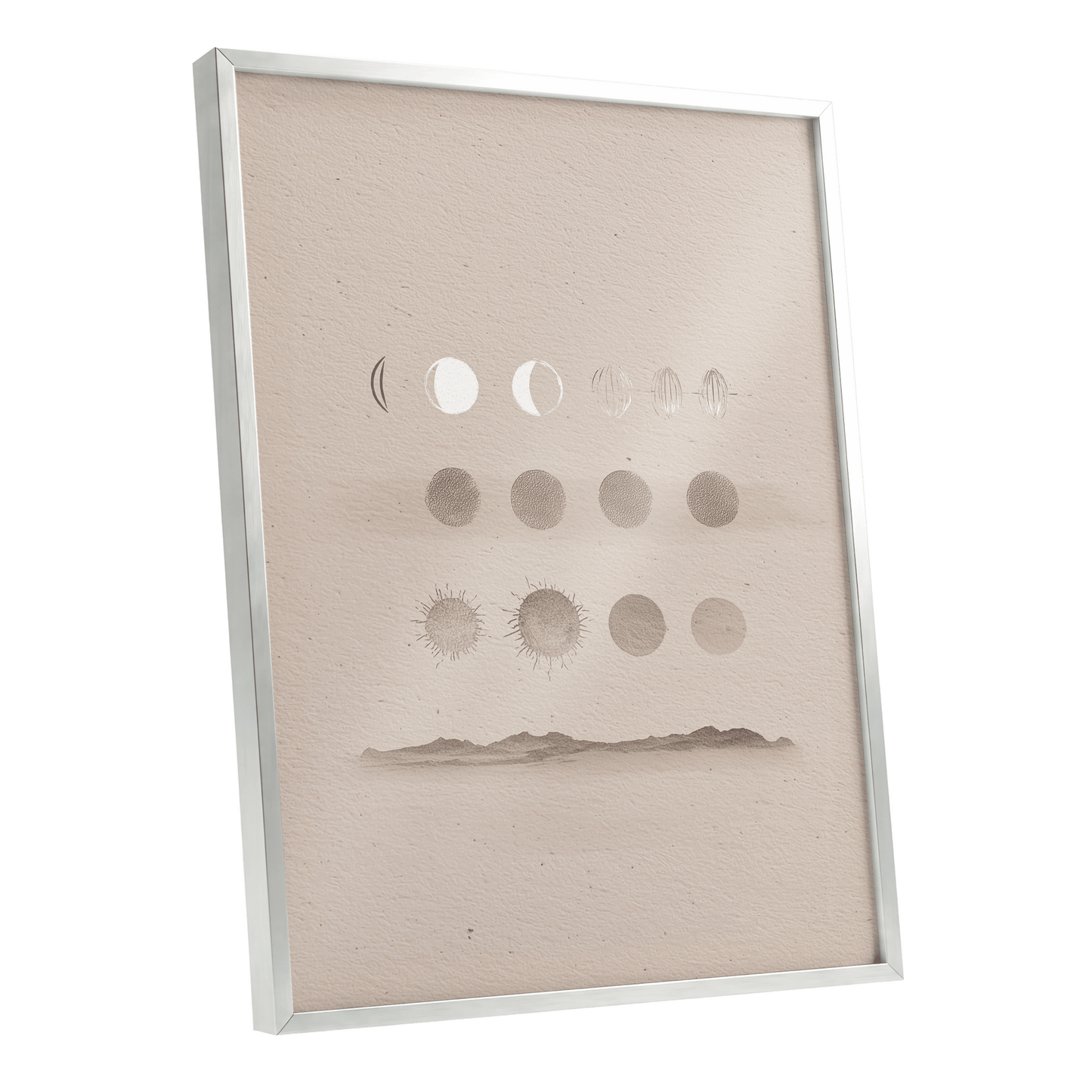 Quiet Orbit Study – silver framed poster option