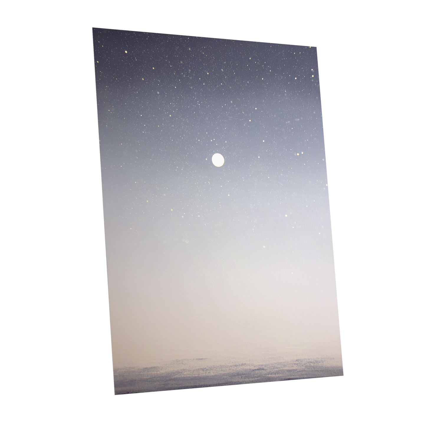 Quiet Orbit, gray, white, gold nature wall art shown as a unframed poster wall art print