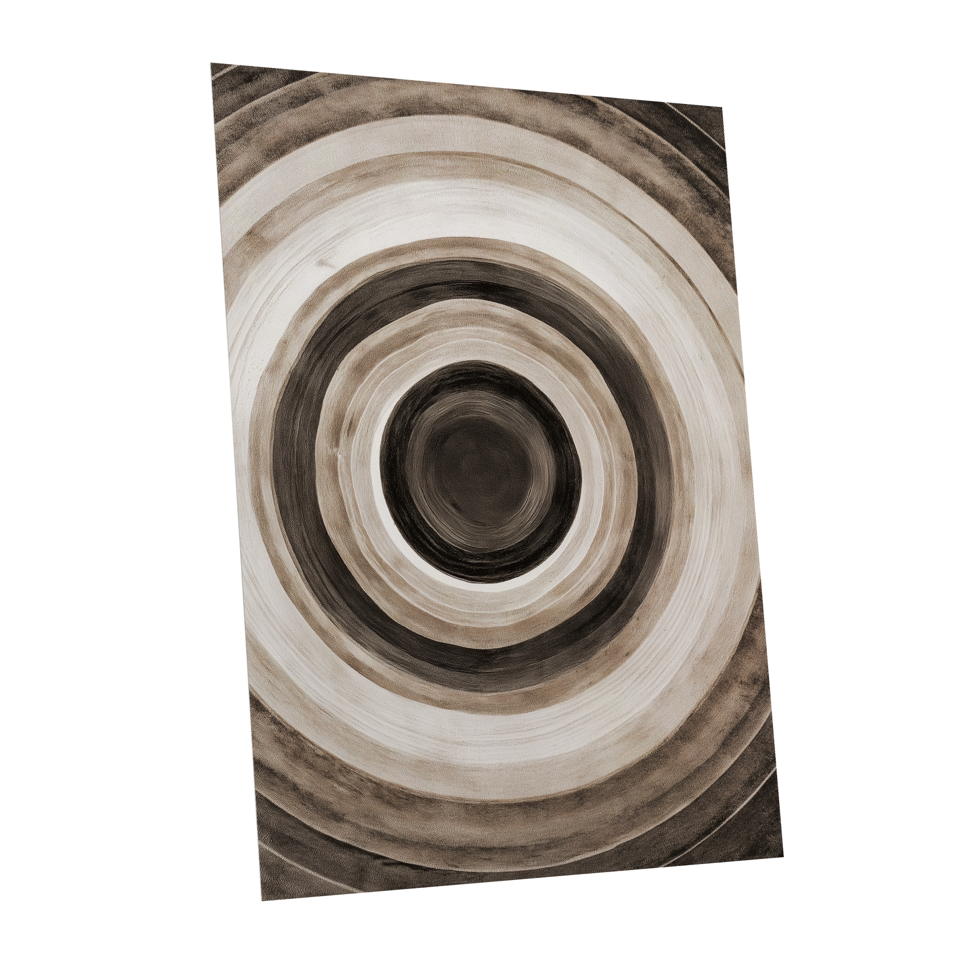 Quiet Orbit, black, brown, beige abstract wall art shown as a unframed poster wall art print