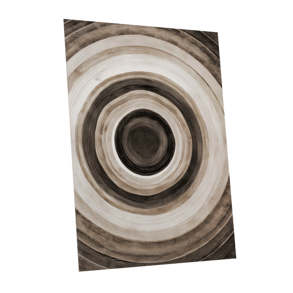 Quiet Orbit, black, brown, beige abstract wall art shown as a unframed poster wall art print