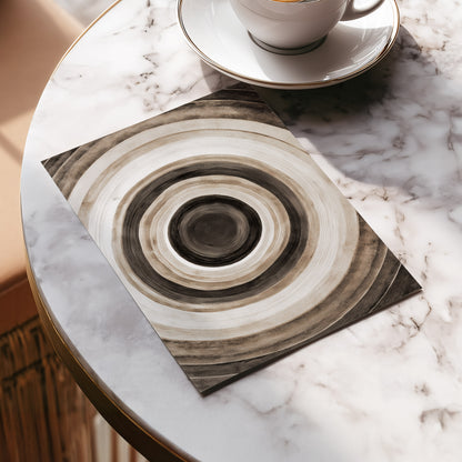 Quiet Orbit, black, brown, beige abstract wall art displayed in a styled interior, gallery view 5