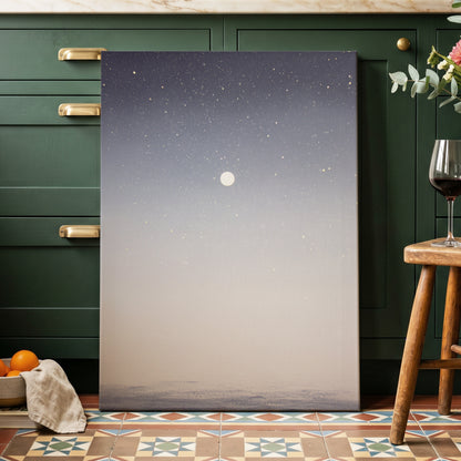 Quiet Orbit, gray, white, gold nature wall art displayed in a styled interior, gallery view 7
