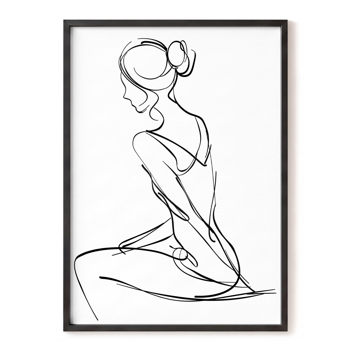 Quiet Poise, black, white minimalist wall art, front artwork view