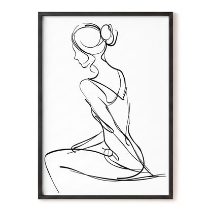 Quiet Poise, black, white minimalist wall art, front artwork view