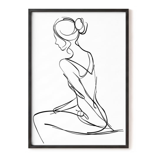 Quiet Poise, black, white minimalist wall art, front artwork view