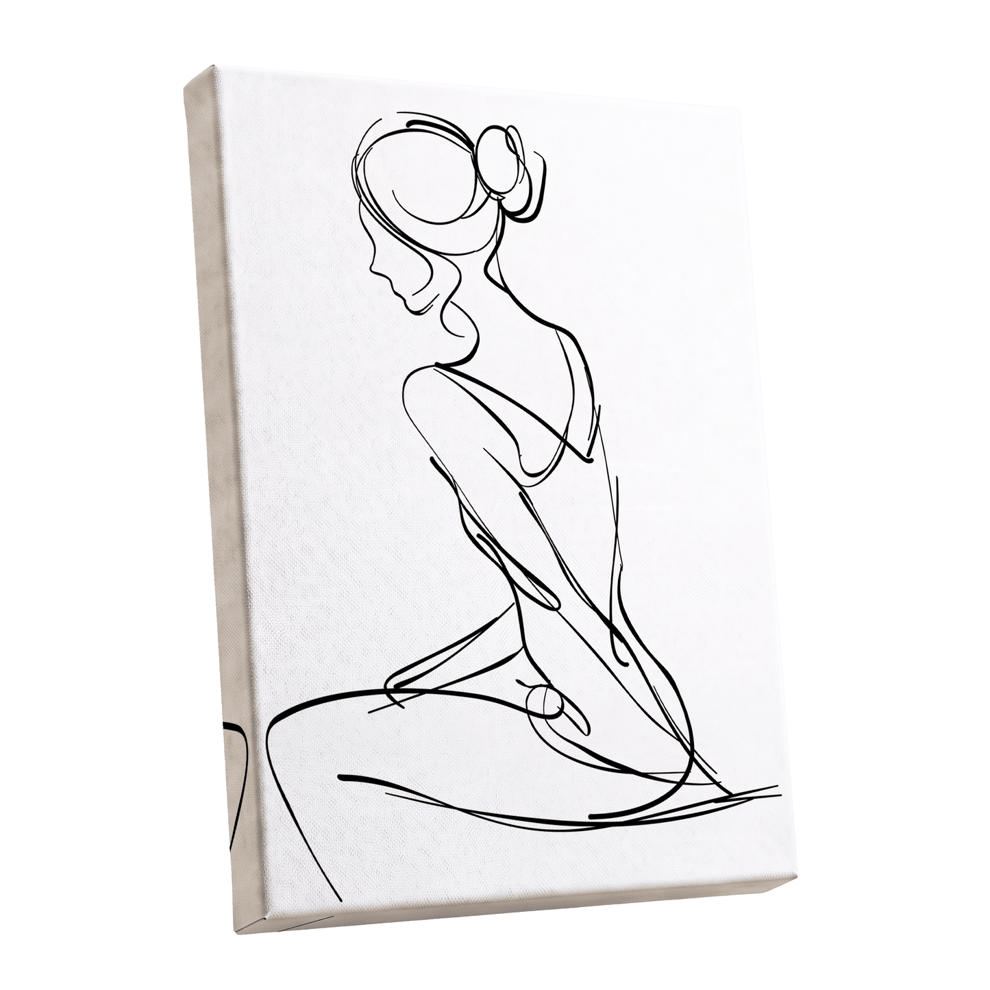 Quiet Poise, black, white minimalist wall art shown as a stretched canvas wall art