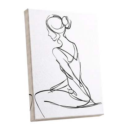 Quiet Poise, black, white minimalist wall art shown as a stretched canvas wall art