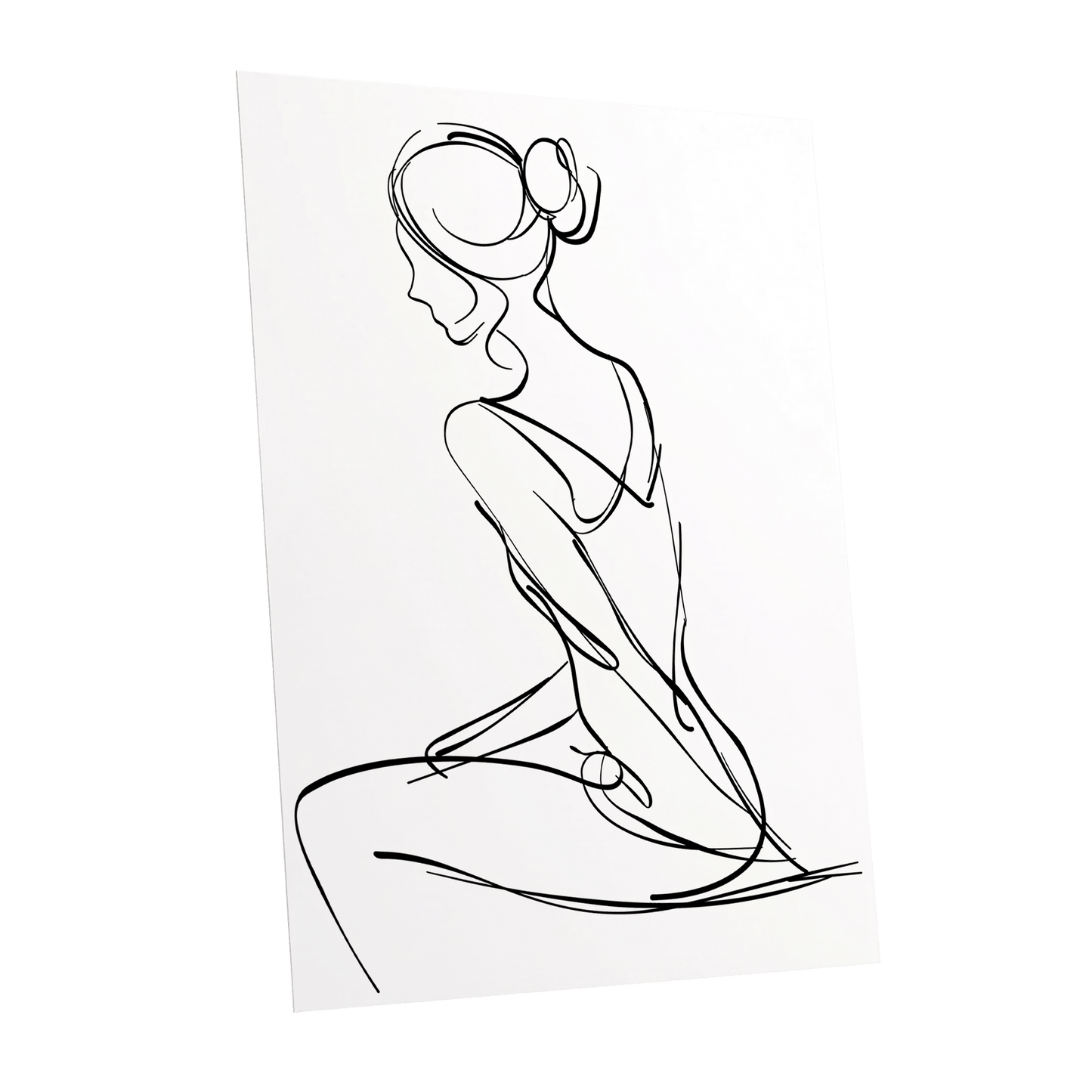 Quiet Poise, black, white minimalist wall art shown as a unframed poster wall art print