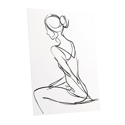 Quiet Poise, black, white minimalist wall art shown as a unframed poster wall art print