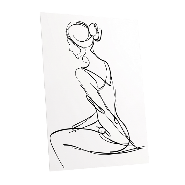Quiet Poise, black, white minimalist wall art shown as a unframed poster wall art print