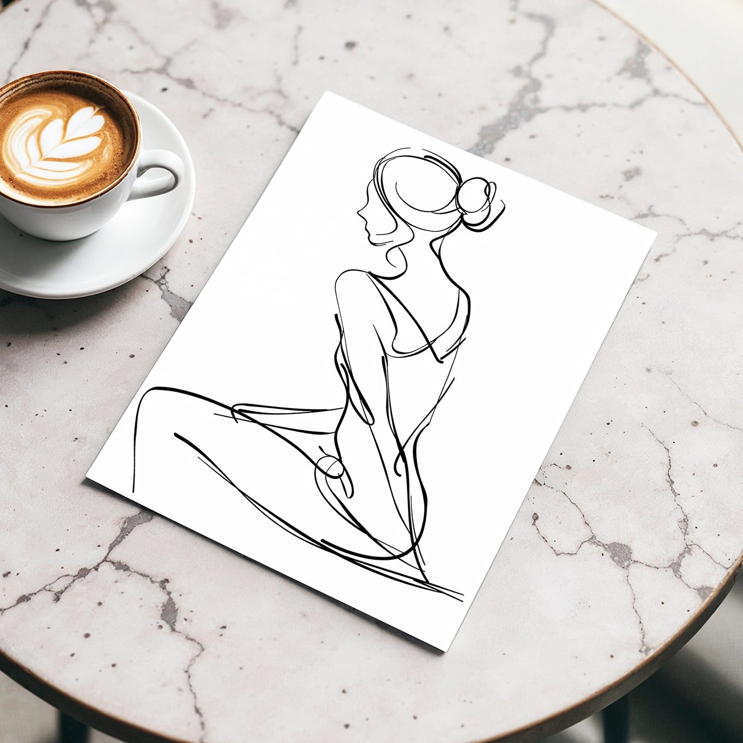 Quiet Poise, black, white minimalist wall art displayed in a styled interior, gallery view 3