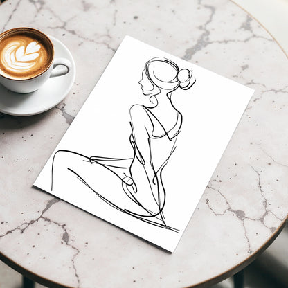 Quiet Poise, black, white minimalist wall art displayed in a styled interior, gallery view 3