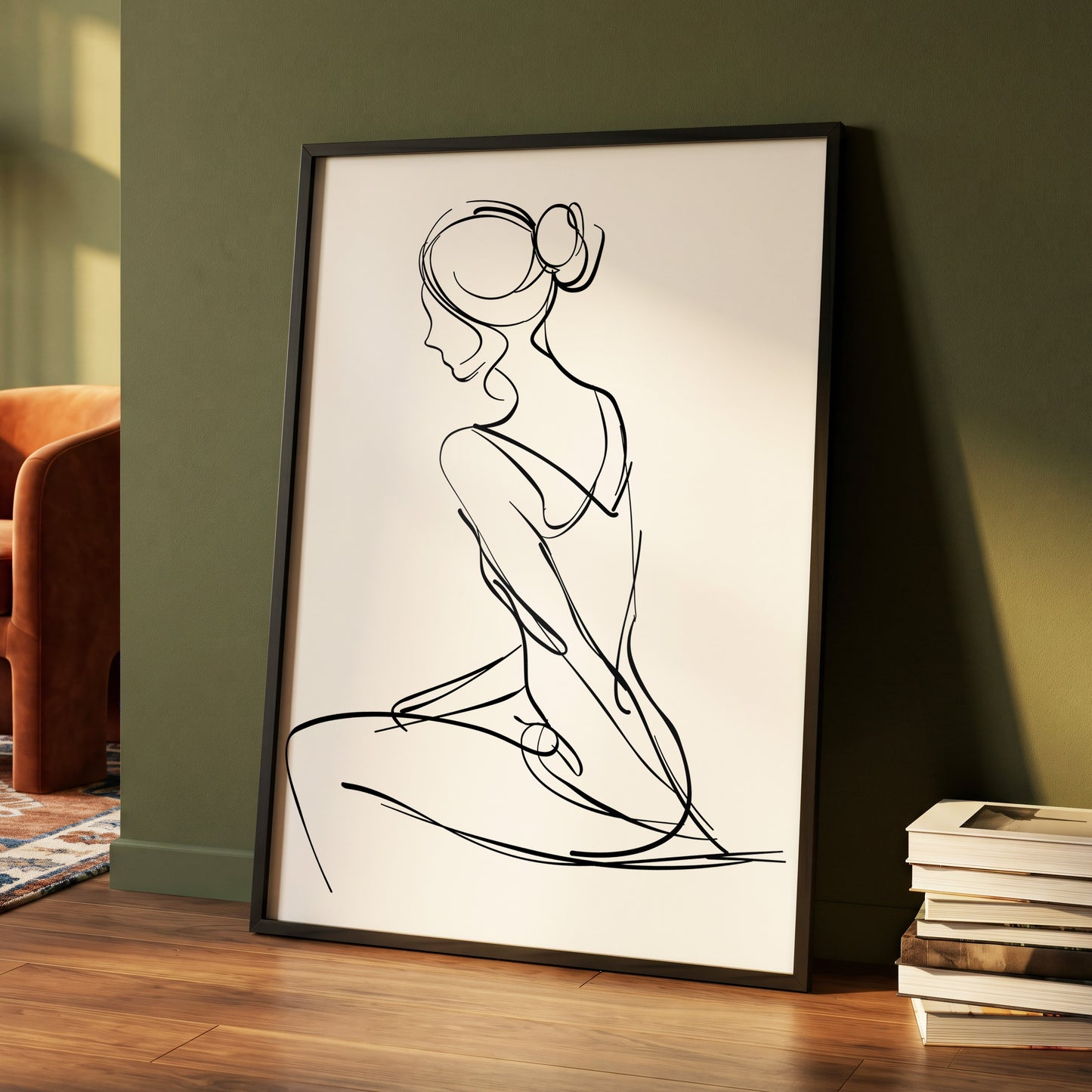 Quiet Poise, black, white minimalist wall art displayed in a styled interior, gallery view 4