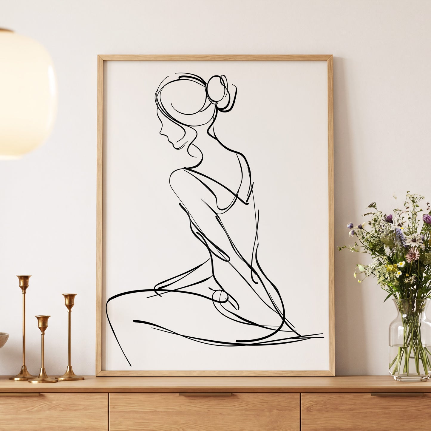 Quiet Poise, black, white minimalist wall art displayed in a styled interior, gallery view 5
