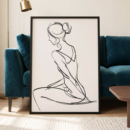 Quiet Poise, black, white minimalist wall art displayed in a styled interior, gallery view 6
