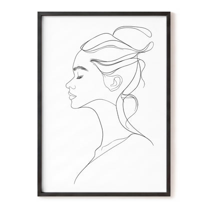 Quiet Profile, black, white minimalist wall art, front artwork view