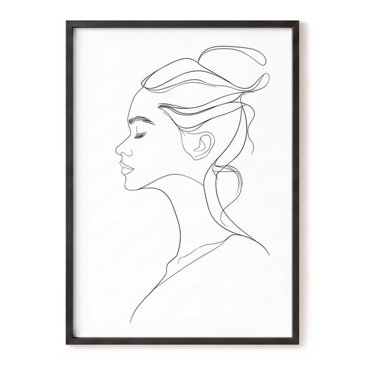 Quiet Profile, black, white minimalist wall art, front artwork view