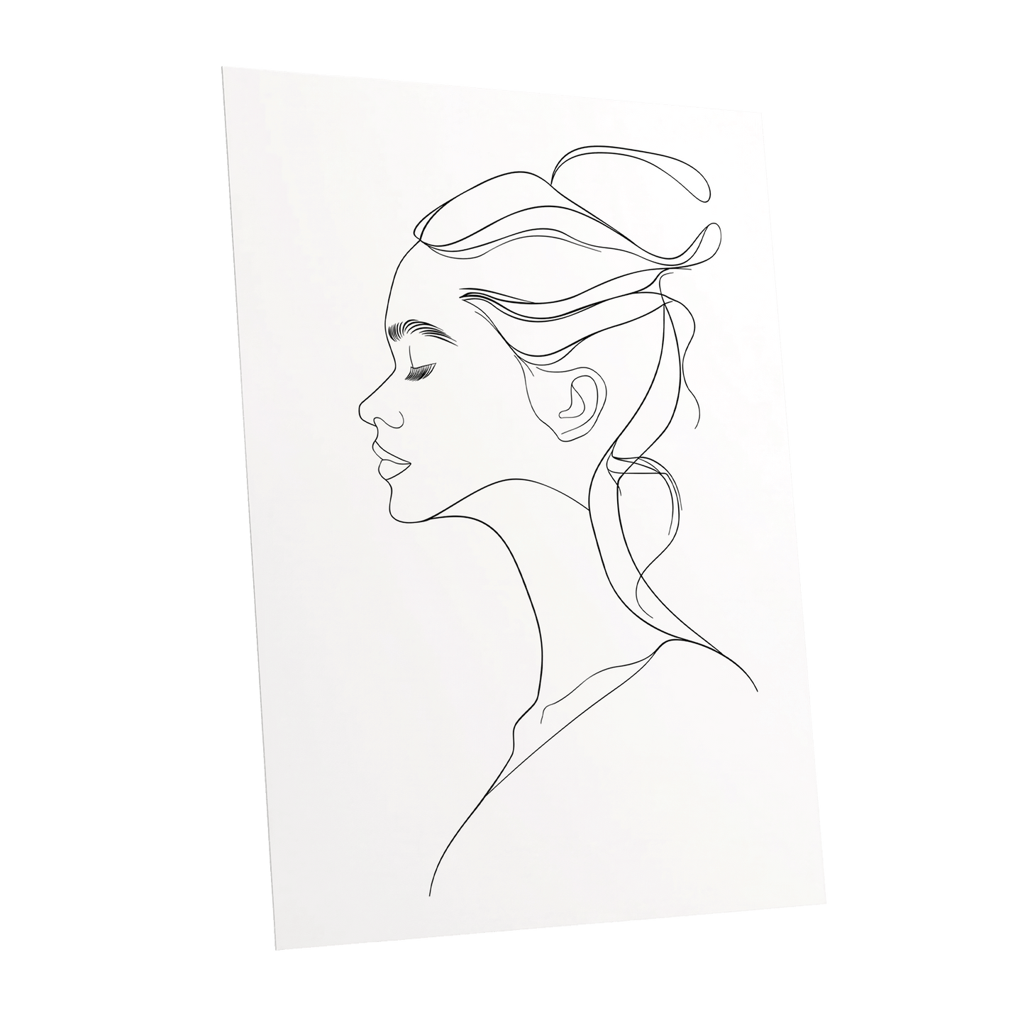 Quiet Profile, black, white minimalist wall art shown as a unframed poster wall art print