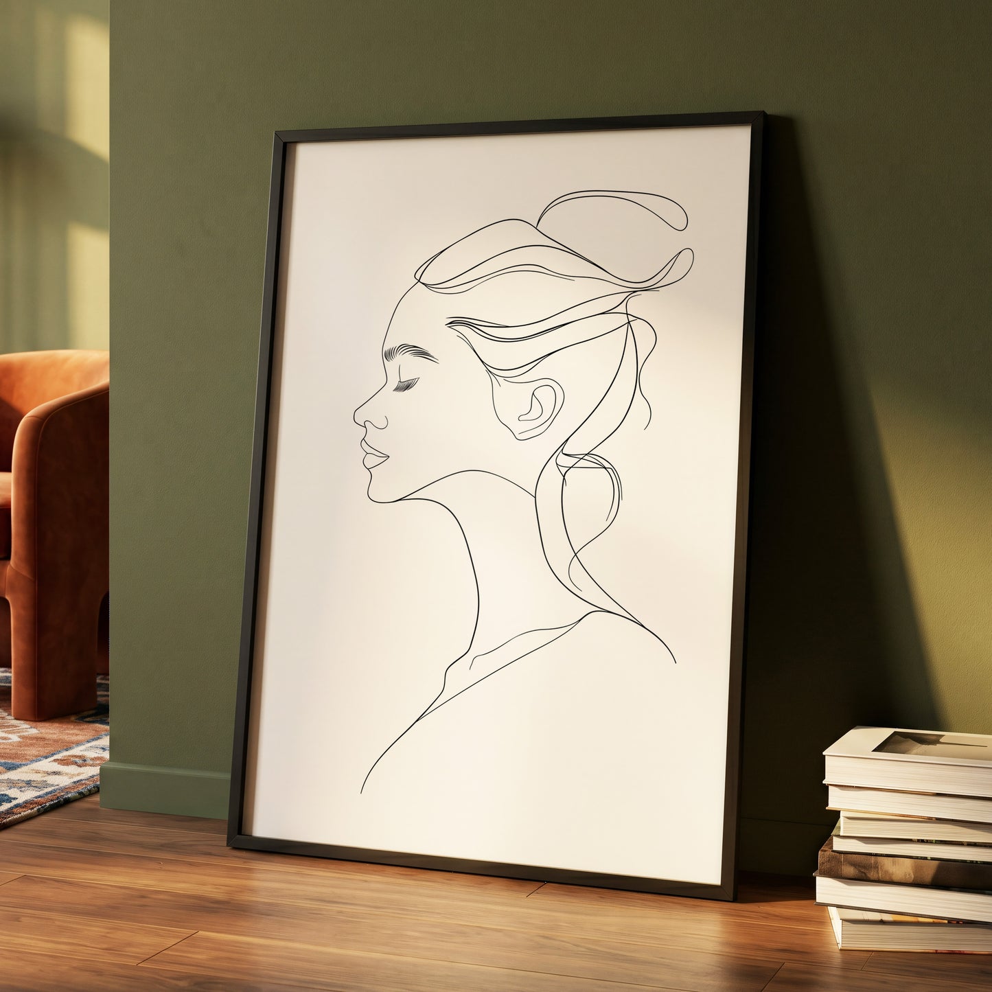 Quiet Profile, black, white minimalist wall art displayed in a styled interior, gallery view 4