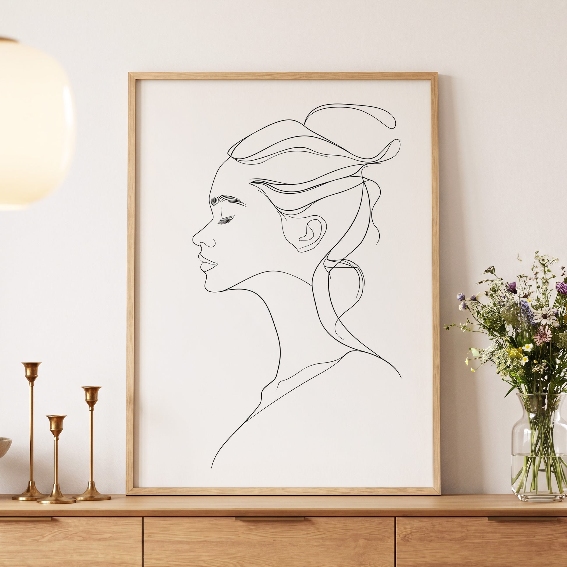 Quiet Profile, black, white minimalist wall art displayed in a styled interior, gallery view 5
