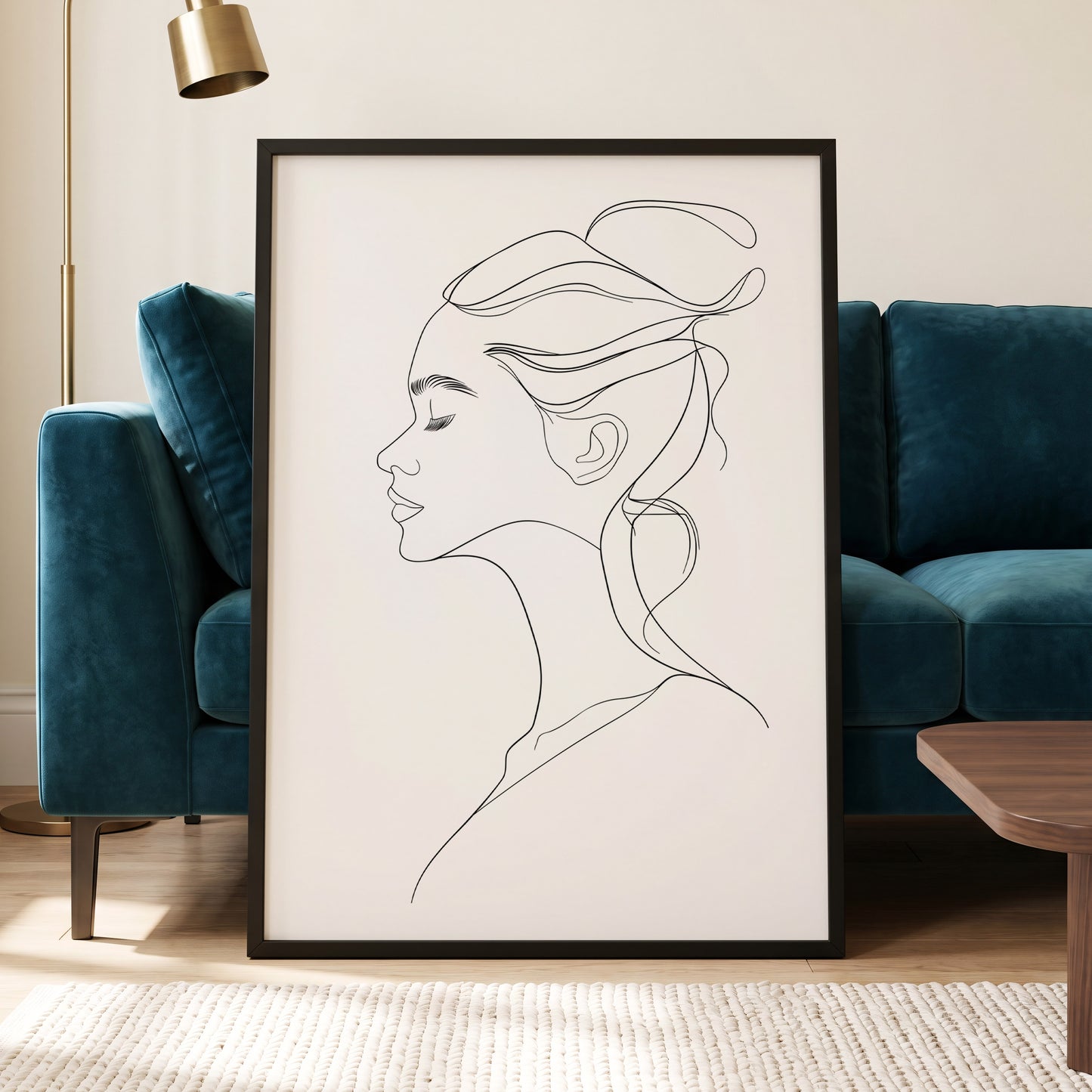 Quiet Profile, black, white minimalist wall art displayed in a styled interior, gallery view 6