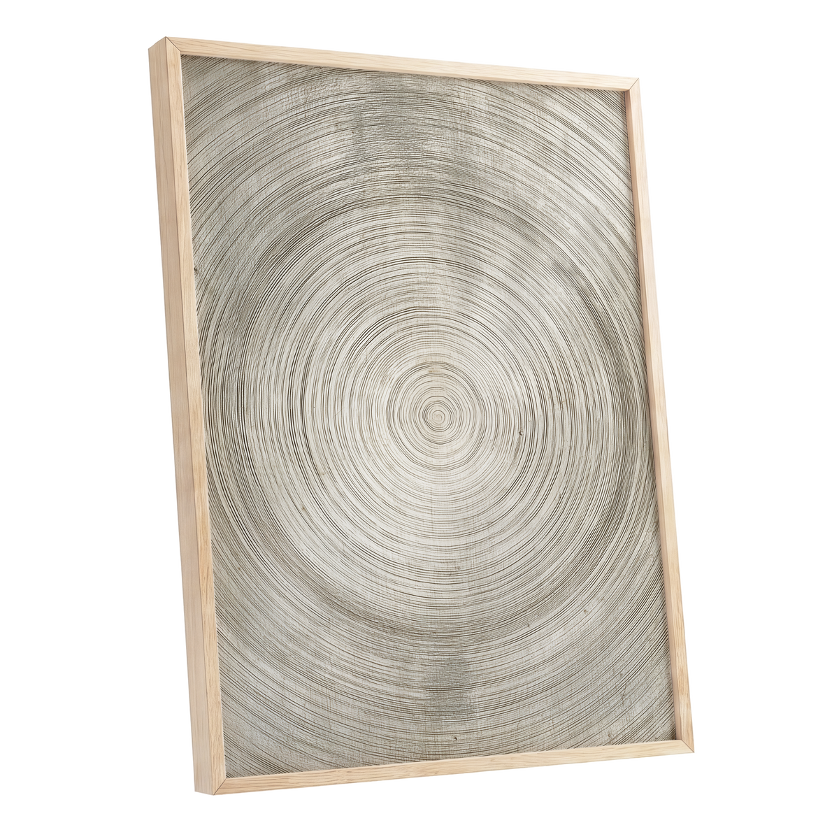 Quiet Rings, beige, brown, gray nature wall art shown as a oak framed poster wall art print
