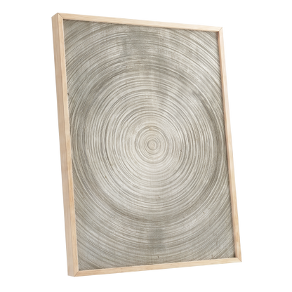 Quiet Rings, beige, brown, gray nature wall art shown as a oak framed poster wall art print