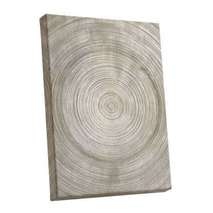 Quiet Rings, beige, brown, gray nature wall art shown as a stretched canvas wall art