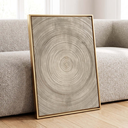 Quiet Rings, beige, brown, gray nature wall art displayed in a styled interior, gallery view 8