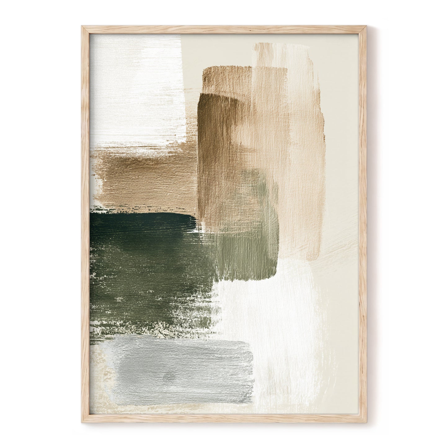 Quiet Strata, green, brown, beige abstract wall art, front artwork view