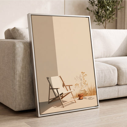 Quiet Terrace, beige, brown, white nature wall art displayed in a styled interior, gallery view 2