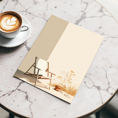 Quiet Terrace, beige, brown, white nature wall art displayed in a styled interior, gallery view 3