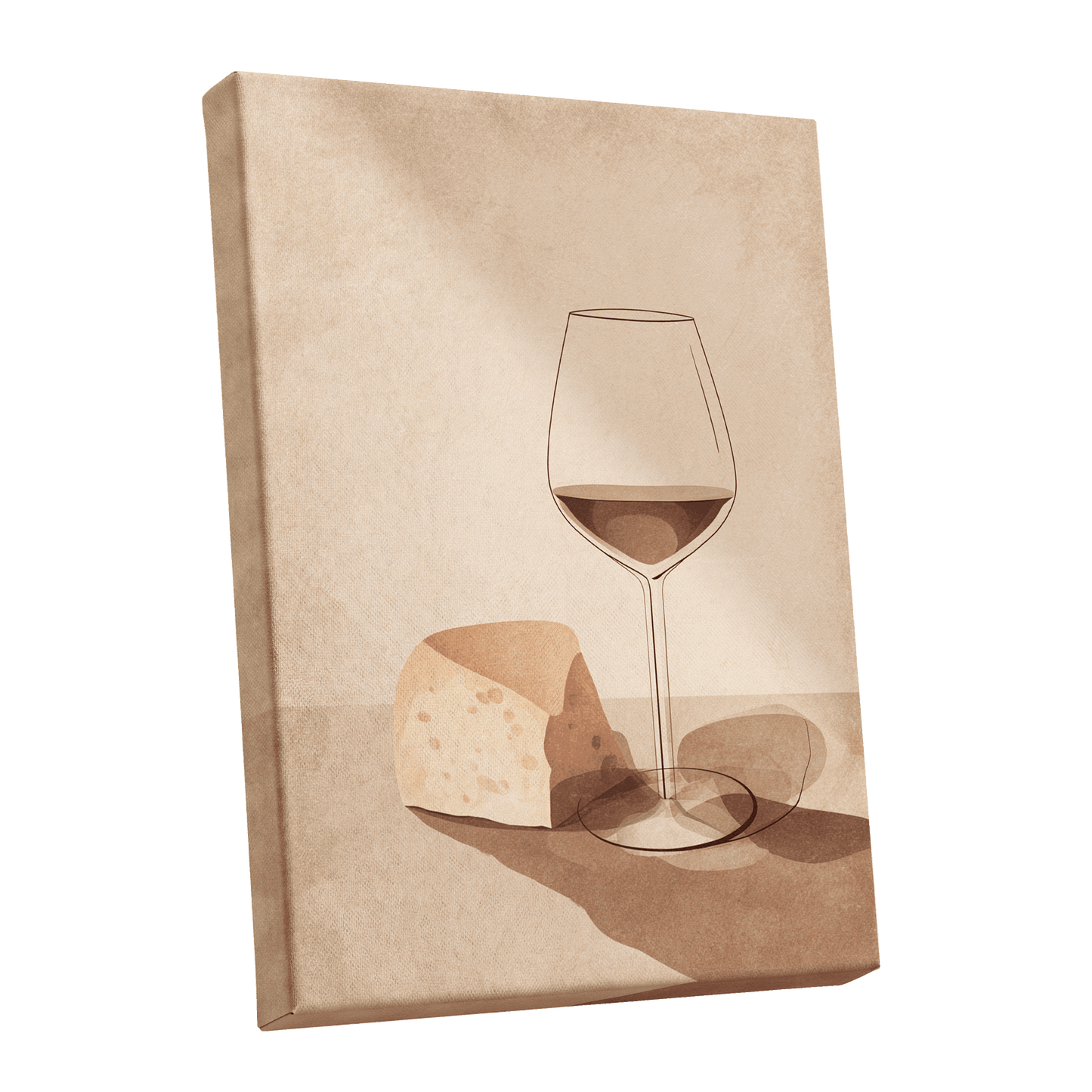 Quiet Vintage Pour, beige, brown, orange minimalist wall art shown as a stretched canvas wall art
