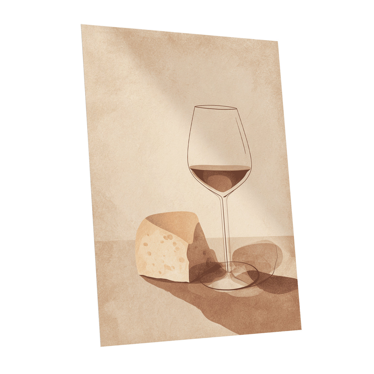 Quiet Vintage Pour, beige, brown, orange minimalist wall art shown as a unframed poster wall art print