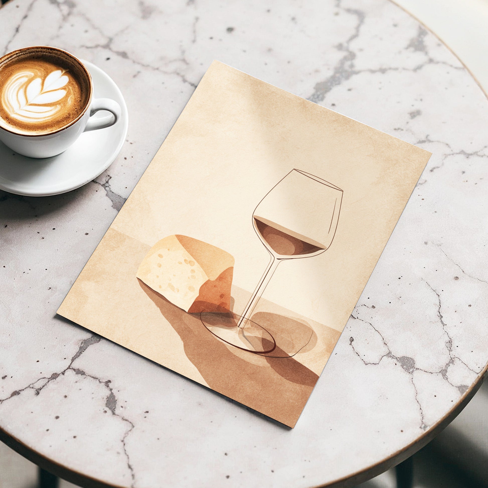 Quiet Vintage Pour, beige, brown, orange minimalist wall art displayed in a styled interior, gallery view 3