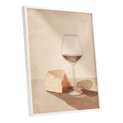 Quiet Vintage Pour, beige, brown, orange minimalist wall art shown as a white framed poster wall art print