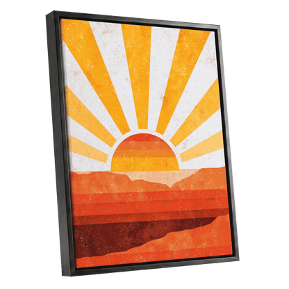 Radiant Desert Horizon – black framed canvas option