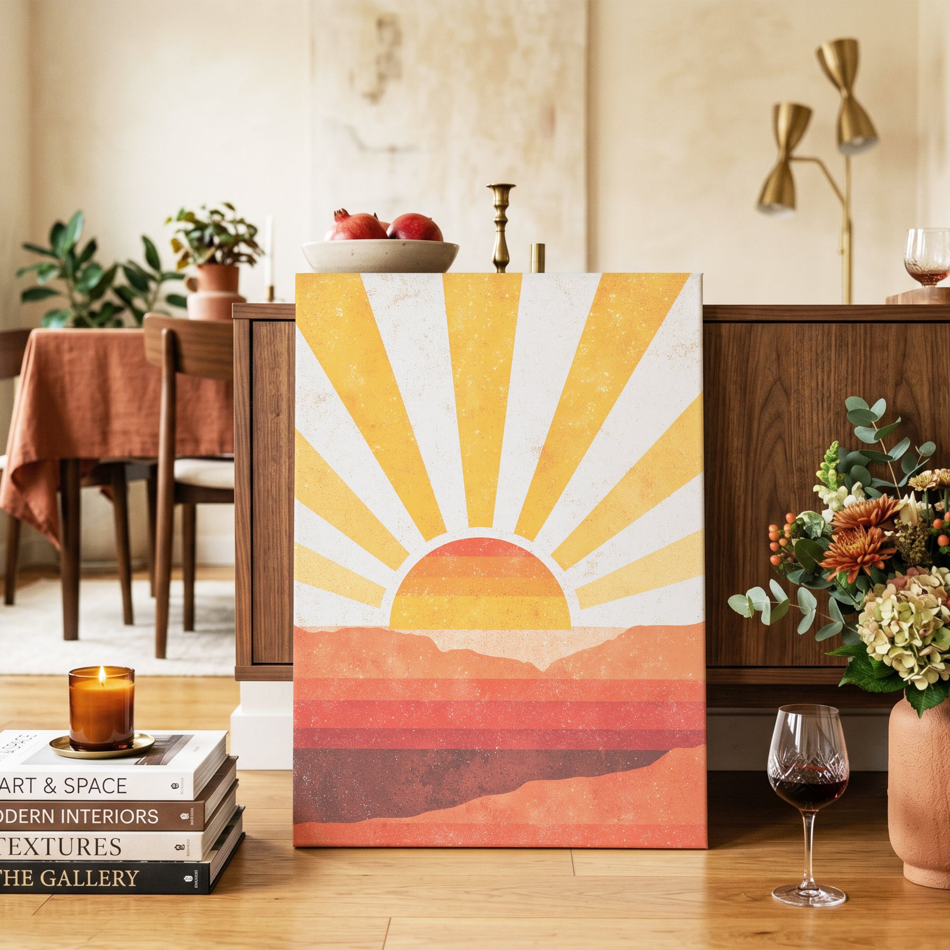 Radiant Desert Horizon – canvas wall art in a styled interior, gallery view 2