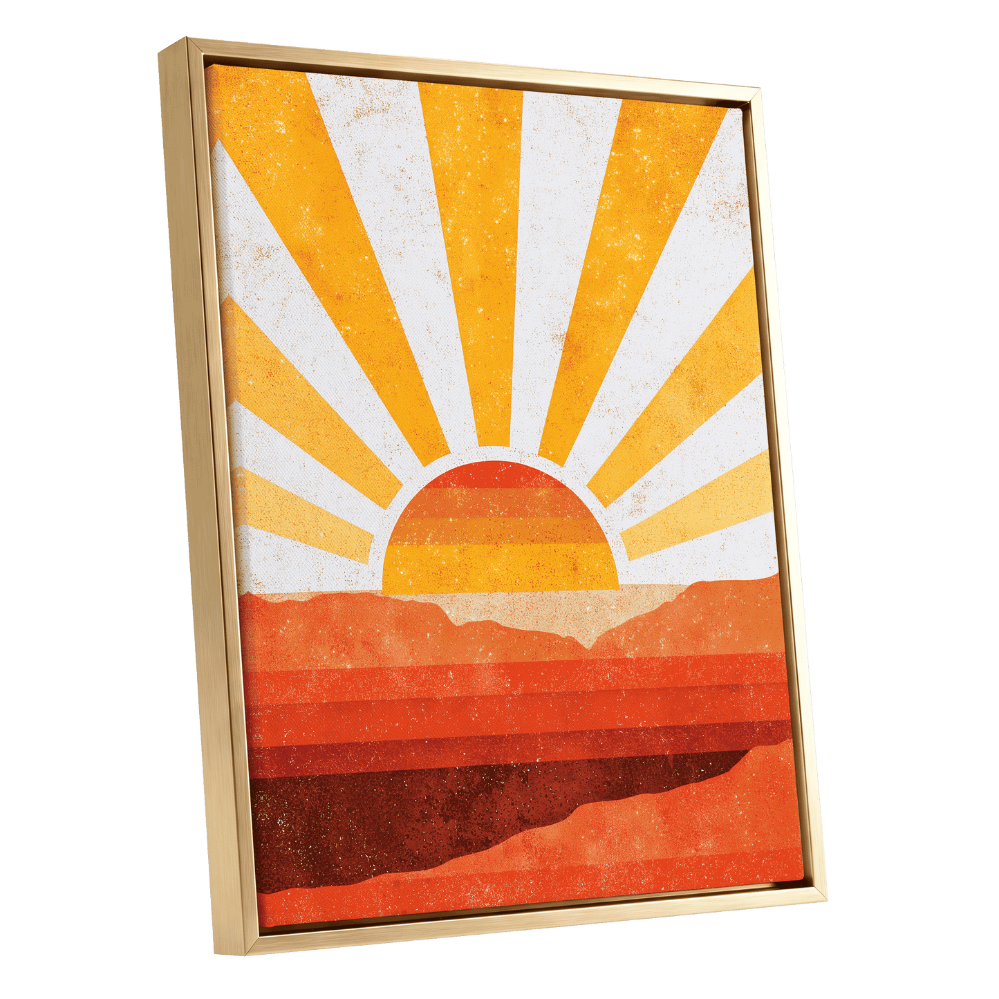 Radiant Desert Horizon – gold framed canvas option