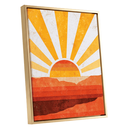 Radiant Desert Horizon – gold framed canvas option