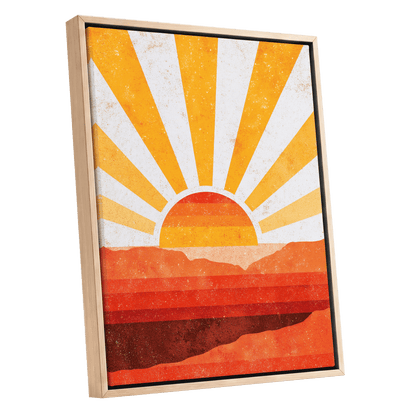 Radiant Desert Horizon – oak framed canvas option