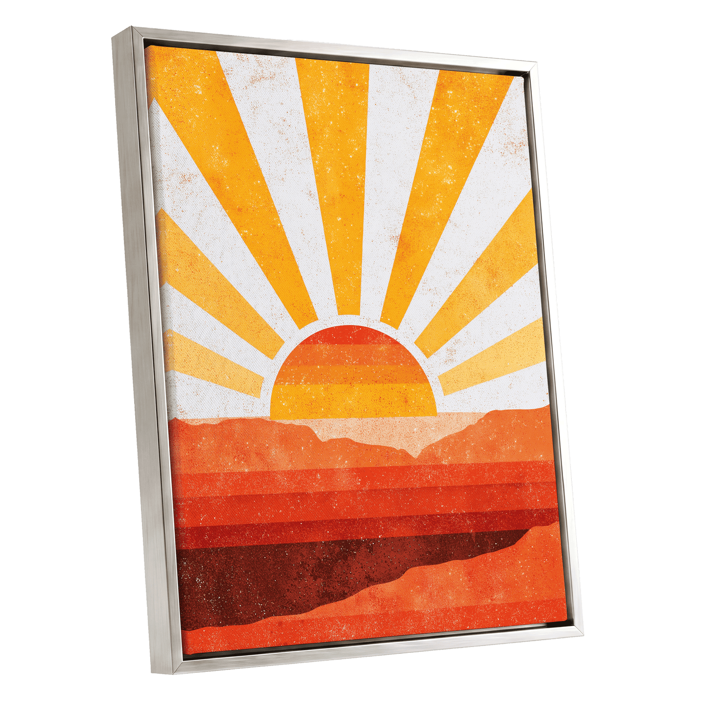 Radiant Desert Horizon – silver framed canvas option