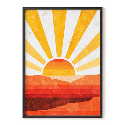 Radiant Desert Horizon – orange, yellow, red nature wall art, front view