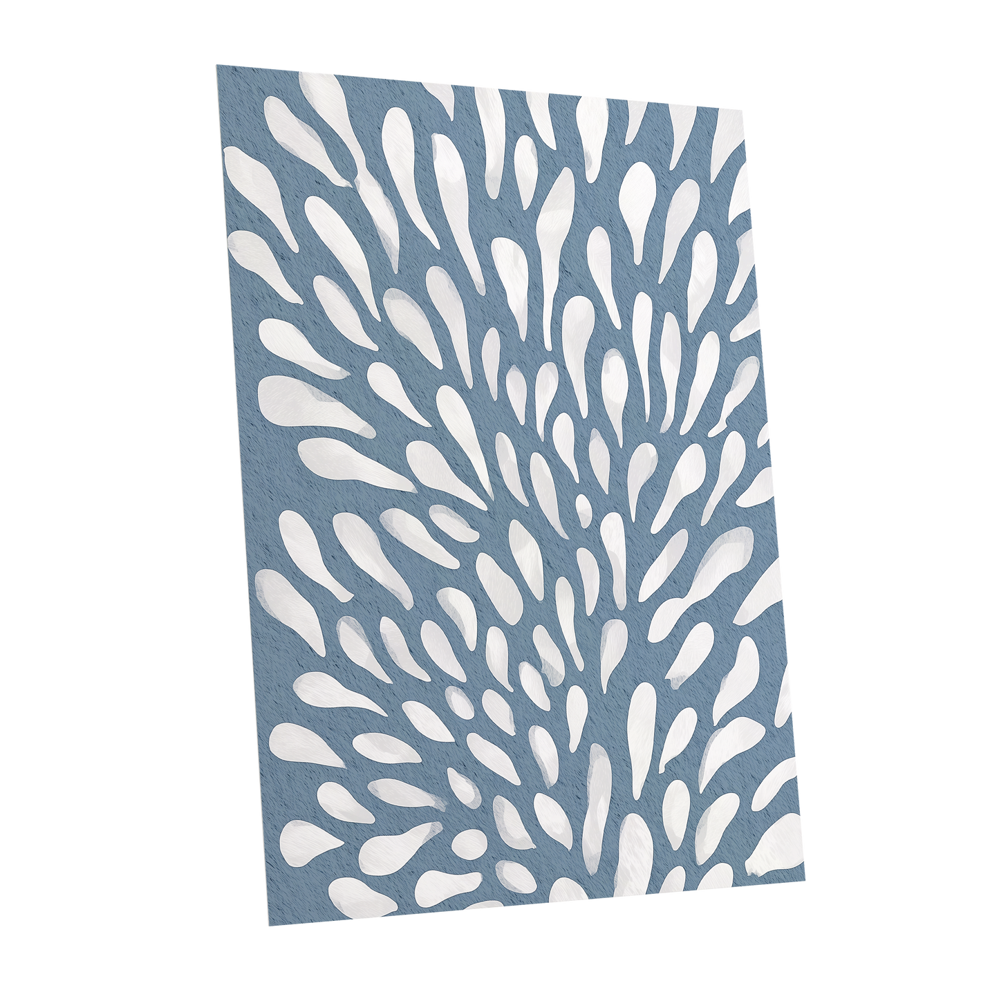 Rainfall Reverie, blue, white, gray abstract wall art shown as a unframed poster wall art print