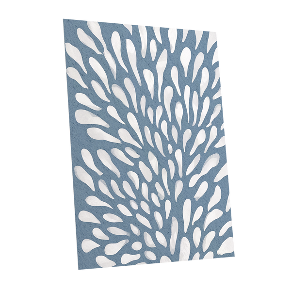 Rainfall Reverie, blue, white, gray abstract wall art shown as a unframed poster wall art print