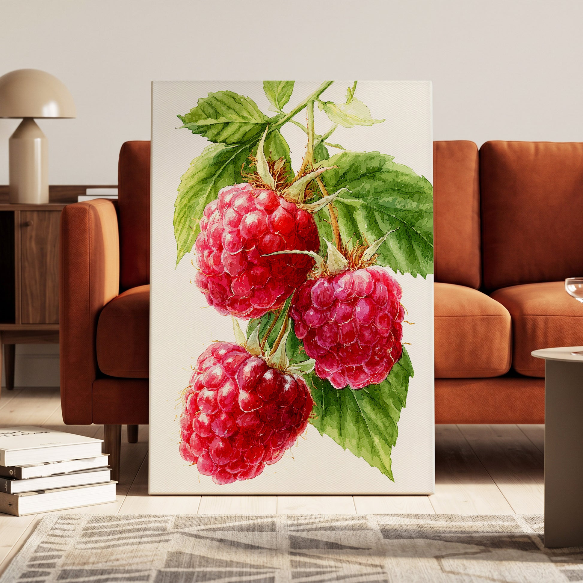 Raspberry Cascade – canvas wall art in a styled interior, gallery view 1